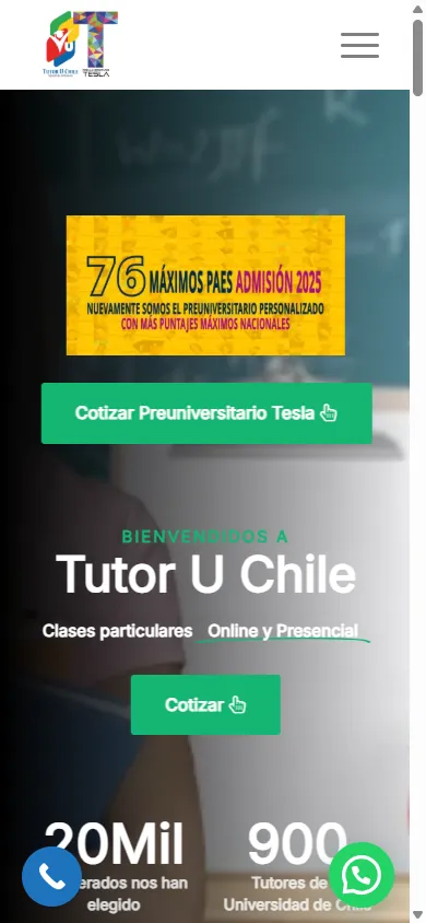 Antes: el sitio anterior en el celular
