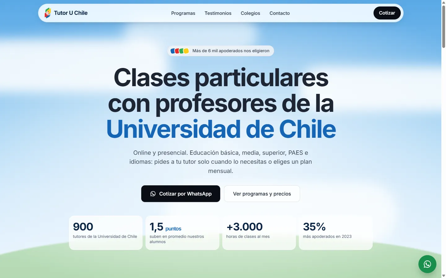 Portada nueva de Tutor U. de Chile en escritorio, diseñada por Voltio